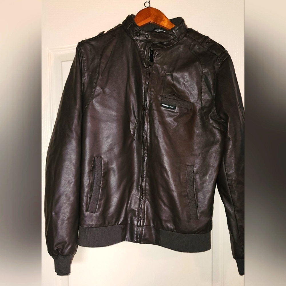 Members Only Faux Leather Iconic Racer Jacket